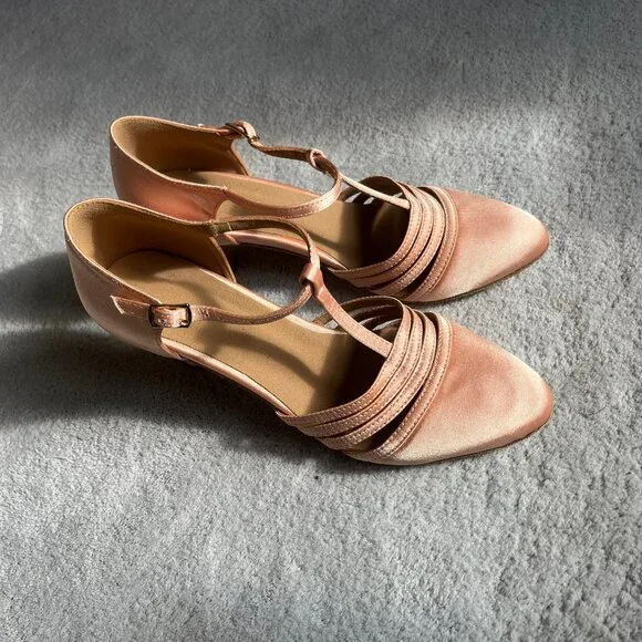 Ballroom Closed Toe Dance Shoes Light Pink - Picture 1 of 4